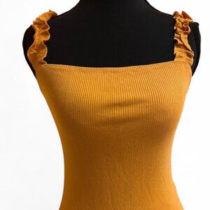 Aritzia Mustard Yellow Sleeveless Body Suit Size M